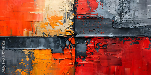 A abstract background of red and black splashes dripping and splattering on the wall. 