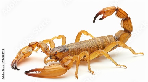 Scorpion on a white background. Dangerous insect. Sting with poison.