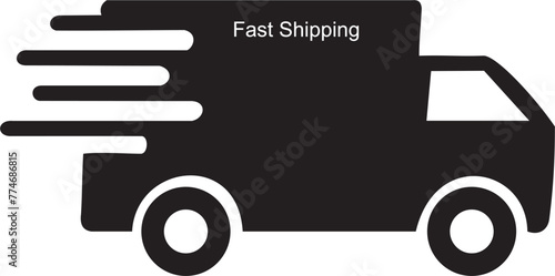 Fast shipping delivery truck flat vector icon for apps and websites