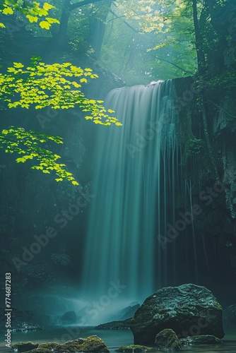 The beauty of spring encapsulated in a vertical waterfall, a wallpaper that sings of rebirth