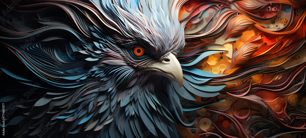 Obraz premium paper quilling griffin, ai generative