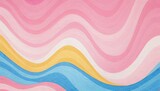 Abstract wave background in soft pastel colors of pink, blue, yellow and white