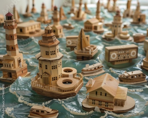 Small Building model on sea