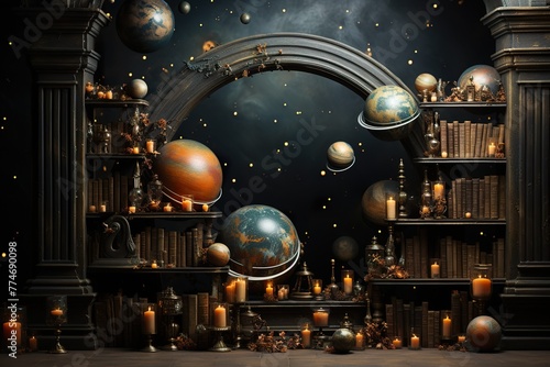 stylist and royal Astronomy concept backdrop  space for text  photographic
