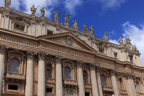 St. Peter's Basilica Facade Detail in Rome, Italy