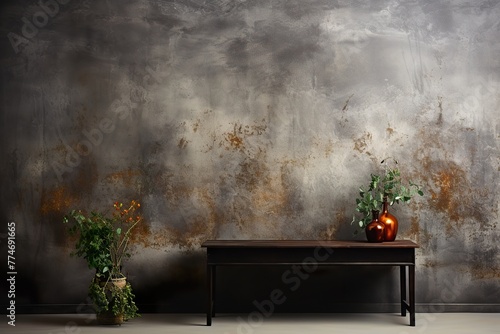 stylist and royal Dark and gray abstract cement wall and studio room interior texture for display products