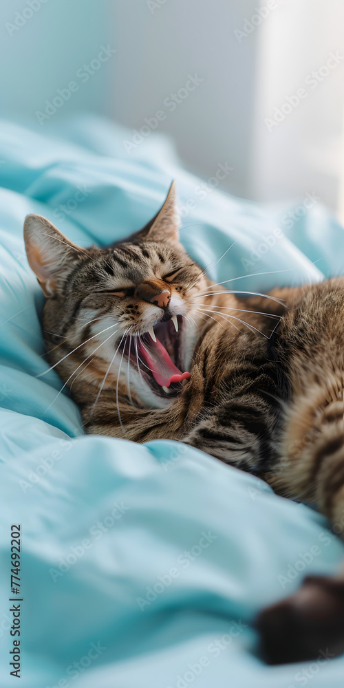 Desenho animado de um gato sorridente e brincalhão