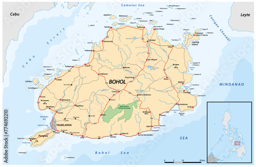 Vector map of the Philippine island of Bohol, Visayan Islands photo