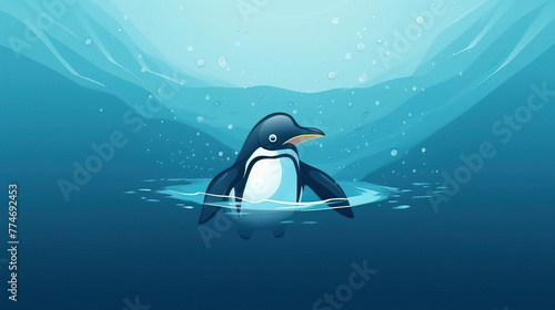 cartoon penguin underwater World penguin day April 25  Penguin Awareness Day Good for banner  poster  greeting card  party card  invitation  template  advertising  campaign  and social media.