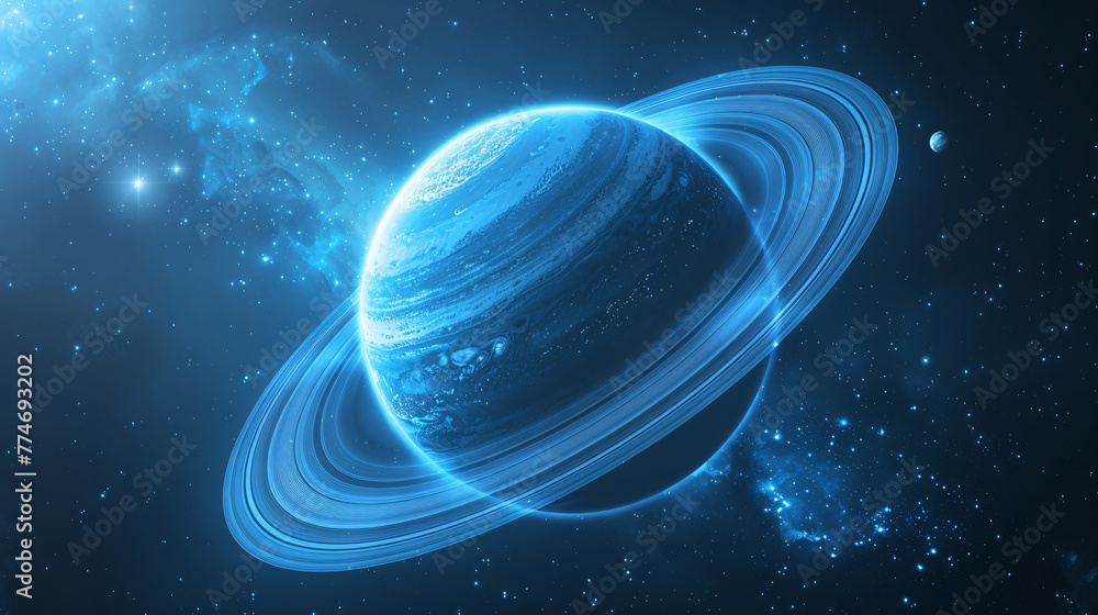 Planets on blue background, outer space galaxy science fiction background Planets on blue background, outer space galaxy science fiction background