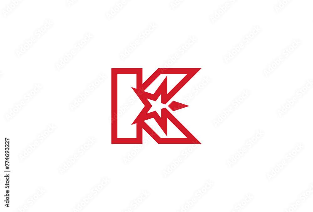 Letter K Star Logo design, Letter K with Star Inside combination, vector Illustration Letter K Star Logo design, Letter K with Star Inside combination, vector Illustration