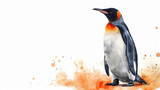 penguin on colorful watercolor art World penguin day April 25, Penguin Awareness Day Good for banner, poster, greeting card, party card, invitation, template, advertising, campaign, and social media.