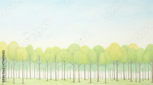 Cozy woodland clearing, watercolor, vibrant greens, low angle, sunbeam filters