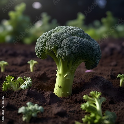 Wallpaper Mural Broccoli growing organic environmental friendly farm industry during golden hour. Healthy superfood. Torontodigital.ca