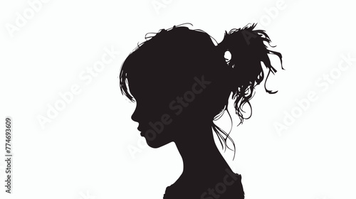 Silhouette of girl on white background. flat vector