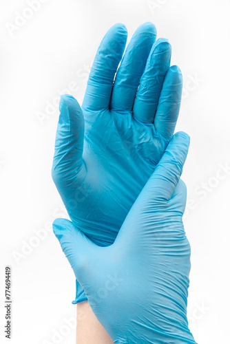 Latex or rubber sterile gloves for doctor, surgeon or nurse. Hospital and laboratory equipment for protection against virus and infection.