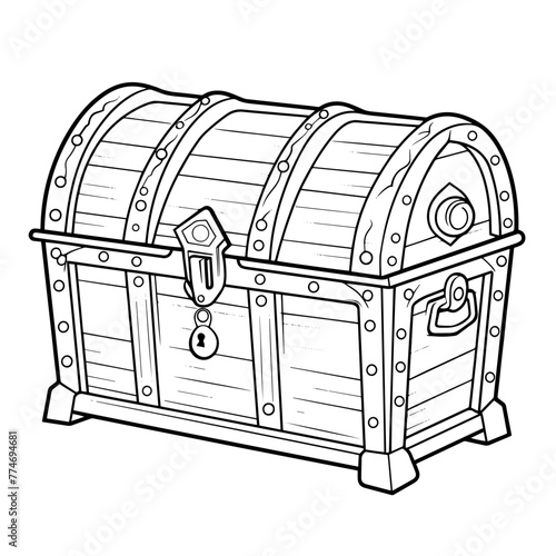 Enchanting empty treasure chest outline icon in vector format.