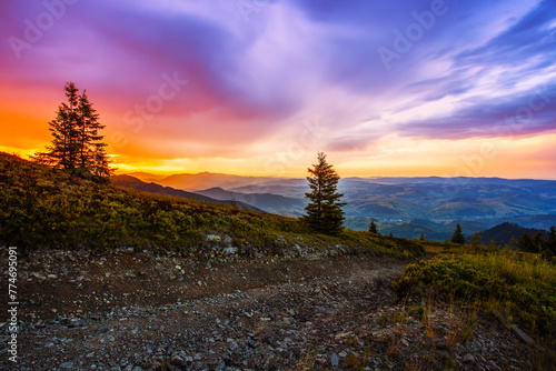 Carpathian mountains, Ukraine, Europe, amazing panoramic summer scenery 