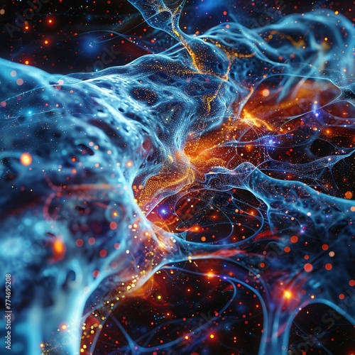 Illustration of the Big Bang with cosmic web filaments stretching out  colorful and detailed  astronomical and expansive   sci-fi tone  technology