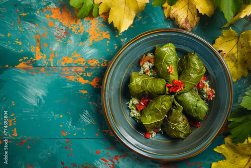 Dolma (grape leaves stuffed with rice and herbs, sometimes meat) photo