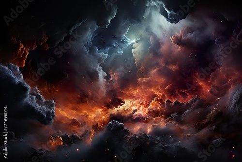 stylist and royal Nuclear fusion explosion flowing in explosive patterns on black isolated background photo