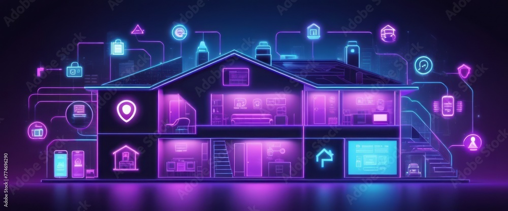 House With Multiple Icons Emerging House With Multiple Icons Emerging
