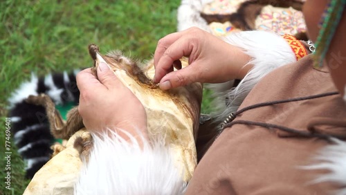 people of the north Evenki embroider national patterns