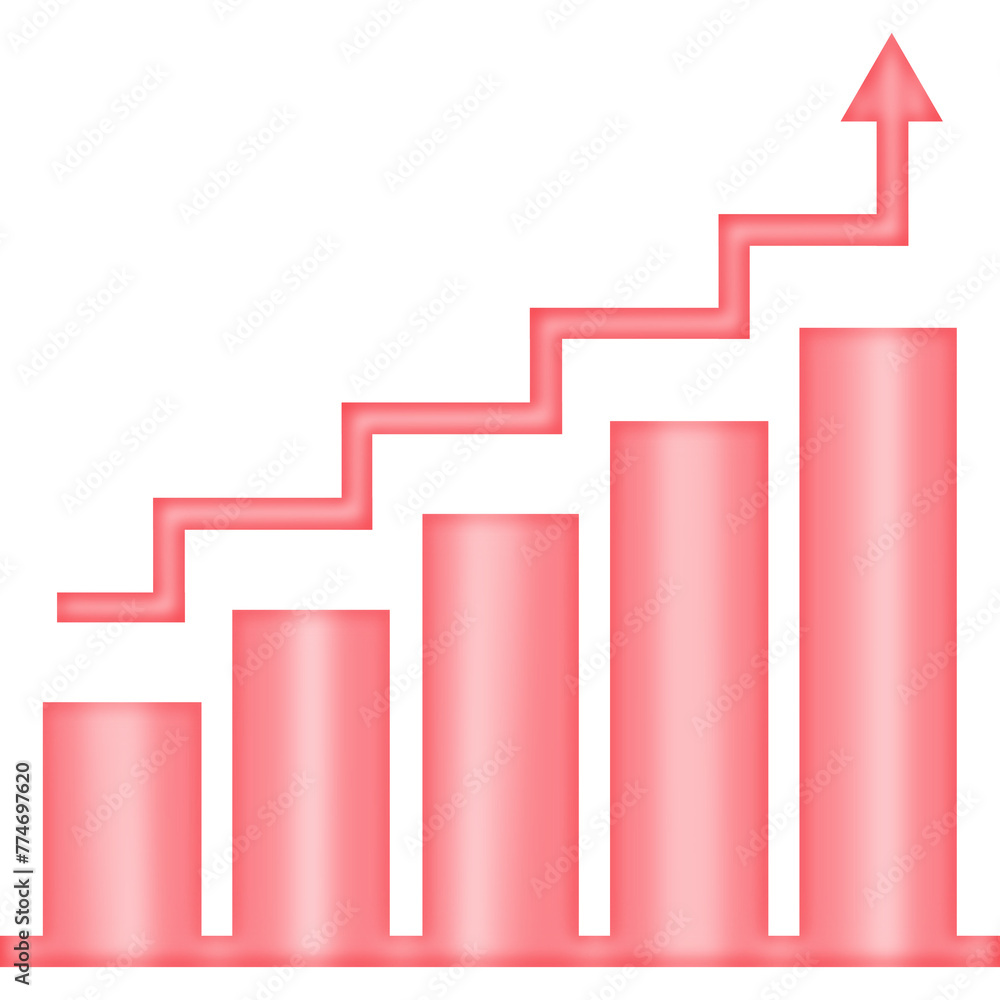 Increasing Pink Bar Graph with Arrow on Top Increasing Pink Bar Graph with Arrow on Top