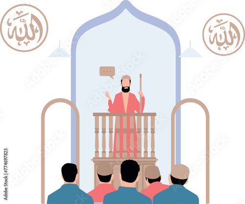 Maulvi Sahib is giving Eid sermon.