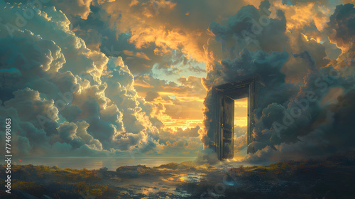 Traveling through doors that lead to parallel universes, exploring unseen worlds. Heaven and Hell photo