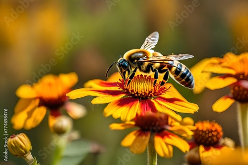 bee on helenium flowers © MUHAMMAD