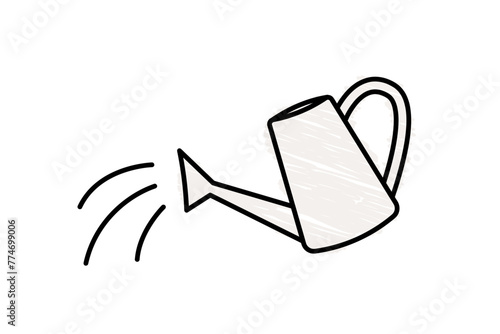 watering can lineart, black line vector illustration, design element