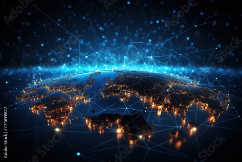 Global Network Connectivity Over Earth Visualization. 