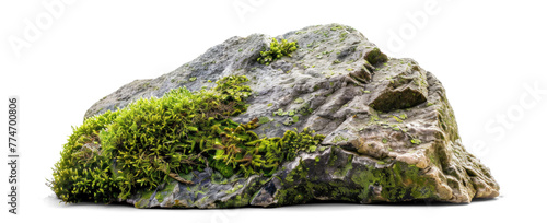 Moss-Covered Rock Stone Isolated Object, png file