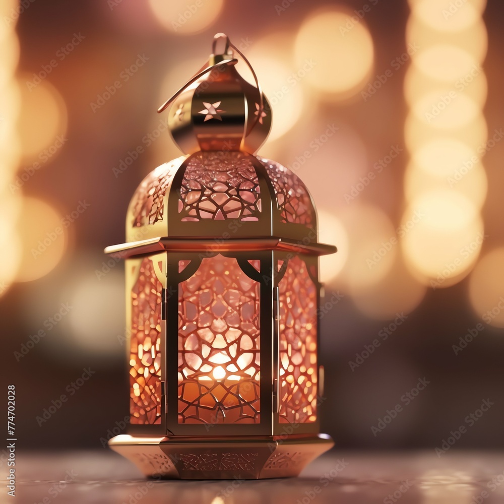 Obraz premium Eid mubarak and ramadan kareem greetings with islamic lantern and mosque. Eid al fitr background