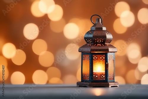 Eid mubarak and ramadan kareem greetings with islamic lantern and mosque. Eid al fitr background