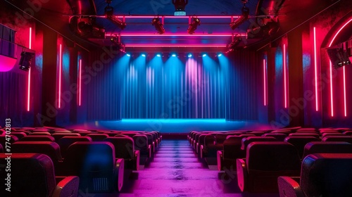 Modern theater hall with neon lights