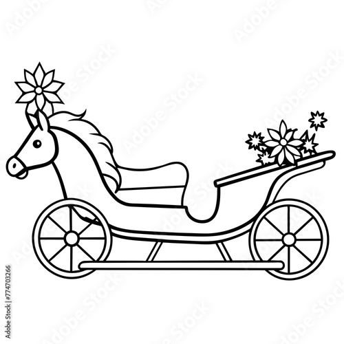 horse carriage illustration with vector art silhouette 