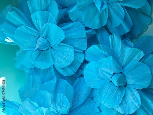 Blue paper flowers for decorations