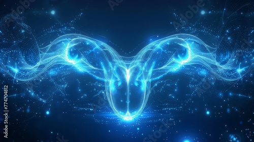 Uterus or uterine cancer medical concept as cancerous cells in a female body attacking the reproductive system as ovaries