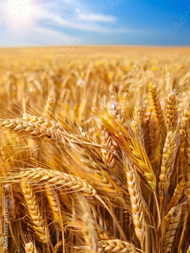 Closeup image of Golden Wheat Field Background