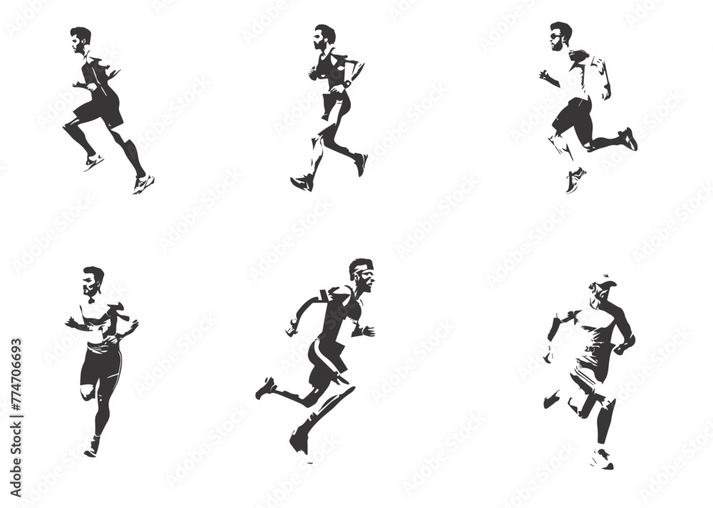 silhouette of man running. vector people running silhouettes