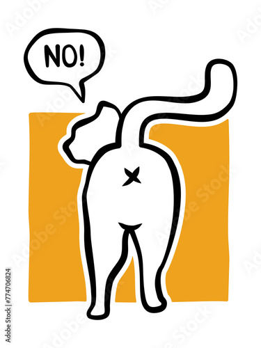 Cute cat showing butt cartoon illustration with humor typography design suitable for prints.