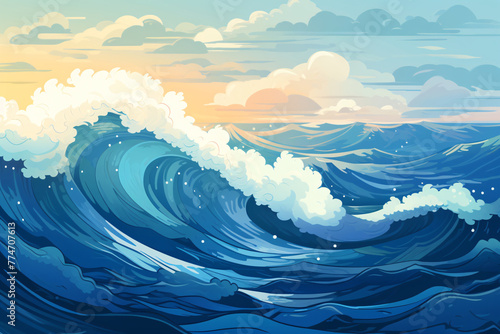 Wave illustration  summer summer travel wave element concept background