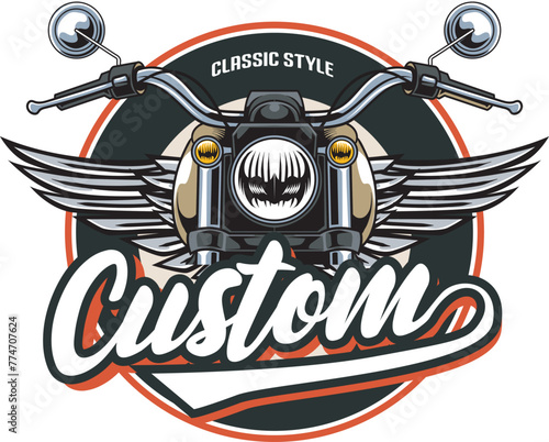 Vector Illustration of Motorcycle with Wings with Vintage Illustration Available for Vintage Poster