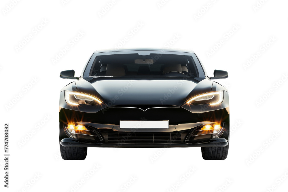 Front View of a Black Car on a White Background