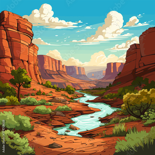 Grand Canyon. Grand Canyon hand-drawn comic illustration. Vector doodle style cartoon illustration