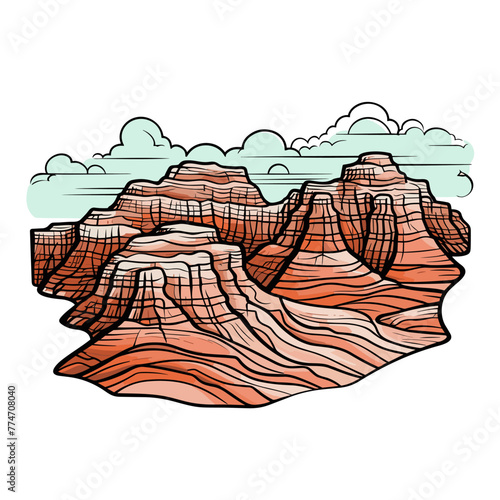 Grand Canyon. Grand Canyon hand-drawn comic illustration. Vector doodle style cartoon illustration