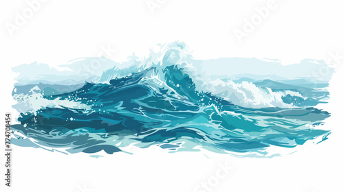 The sea and spray made in flat vector isolated on white
