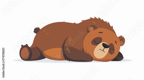 Tired little bear cartoon flat vector 